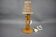 Mid-century adjustable wooden table lamp with floral shade, Czechoslovakia, 1970.