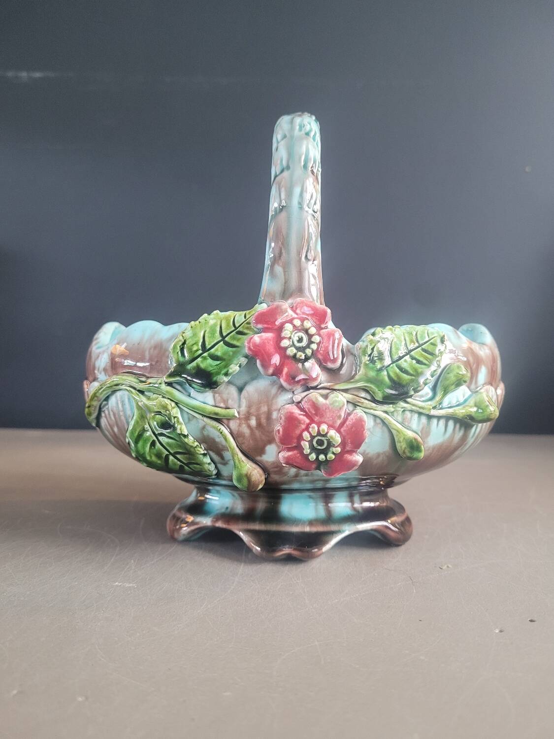 Antique slip basket pot