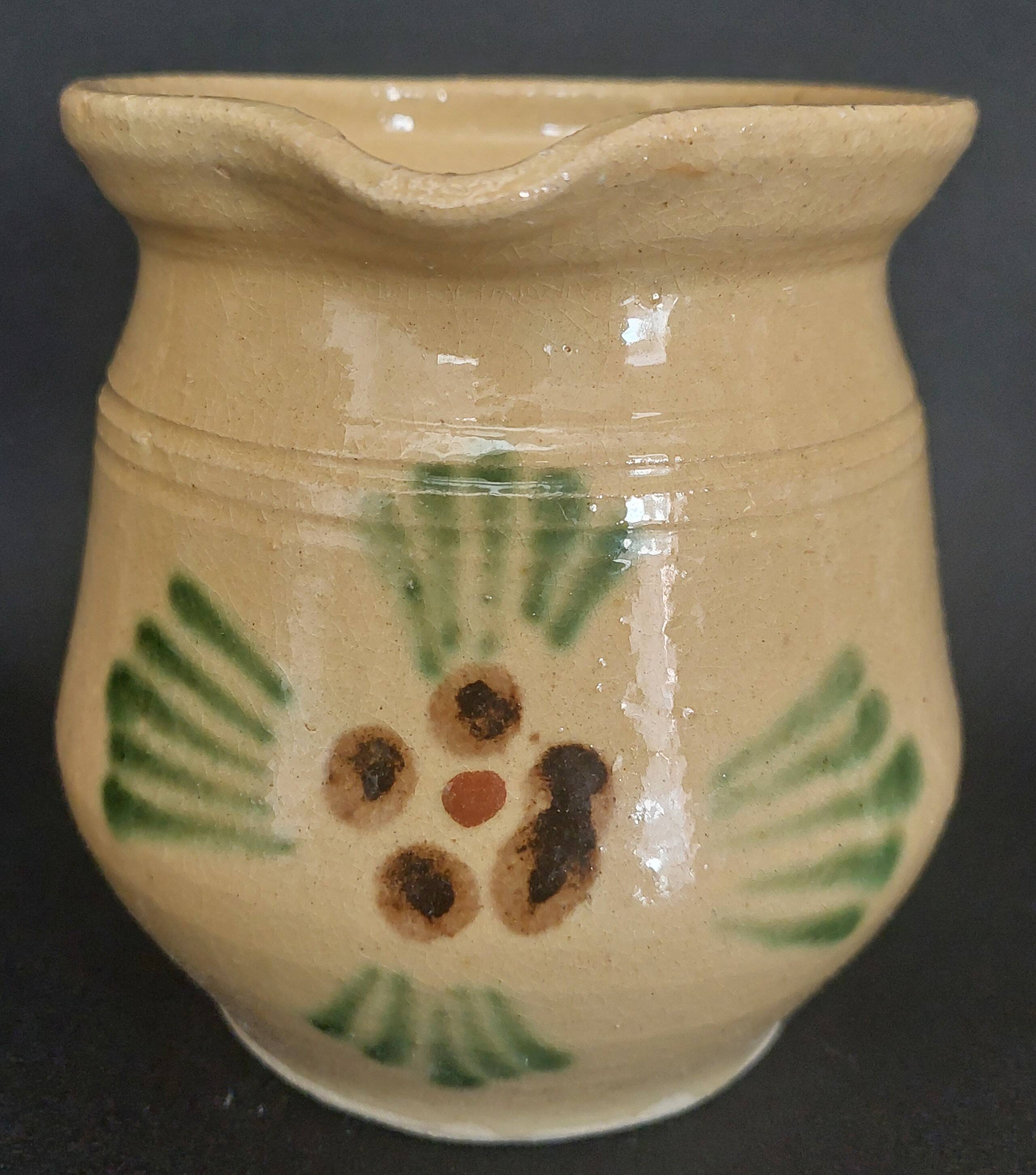 Alsatian glazed terracotta pitcher from Soufflenheim, early 20th century