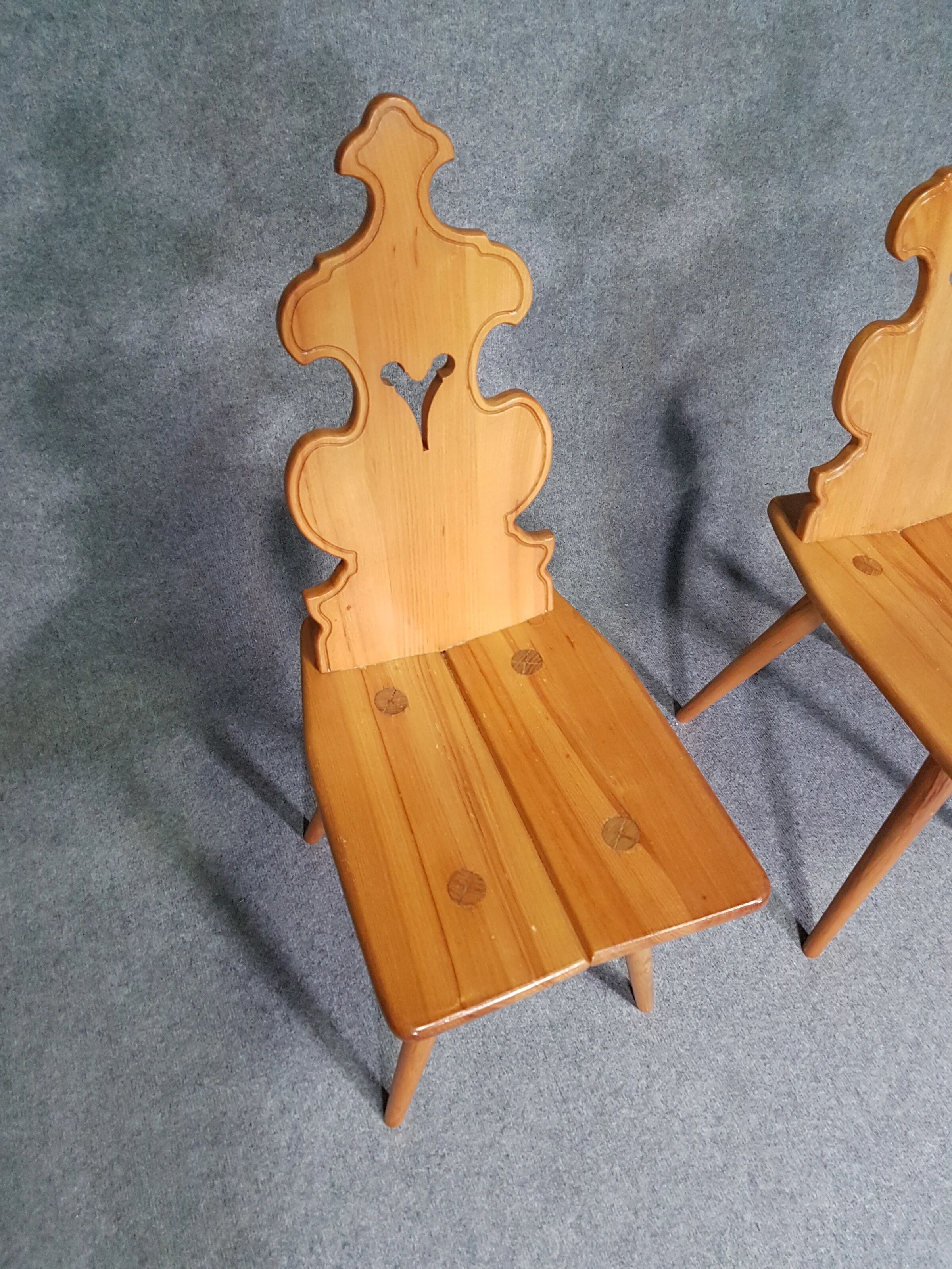 Vintage mid-century brutalist style design Tiroler chair set of 4