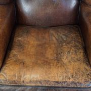 Sheep leather wing chair with patina