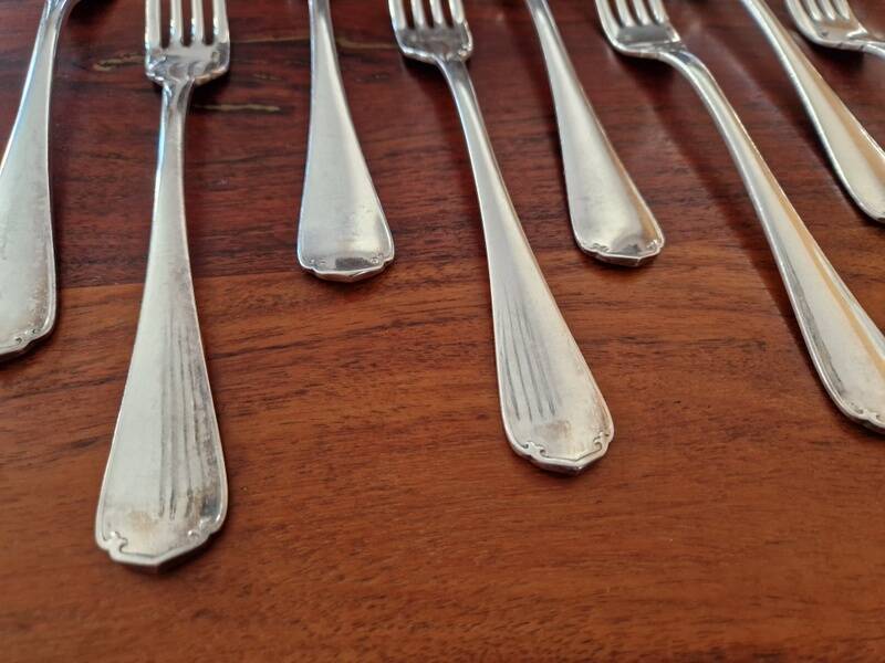 Christofle - Set of 8 table forks model Japan in silver-plated metal