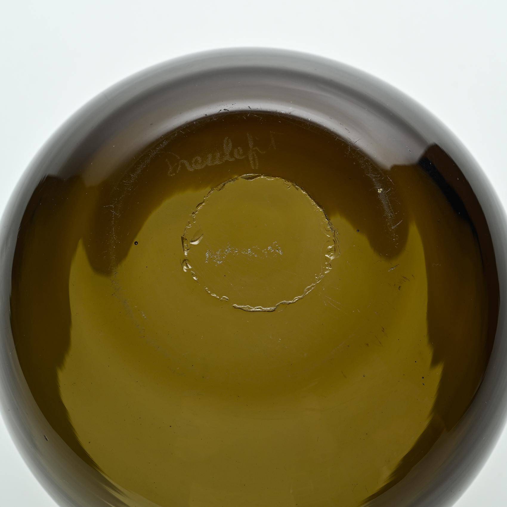 Small amber blown glass container by Claude Morin, Dieulefit circa 1970