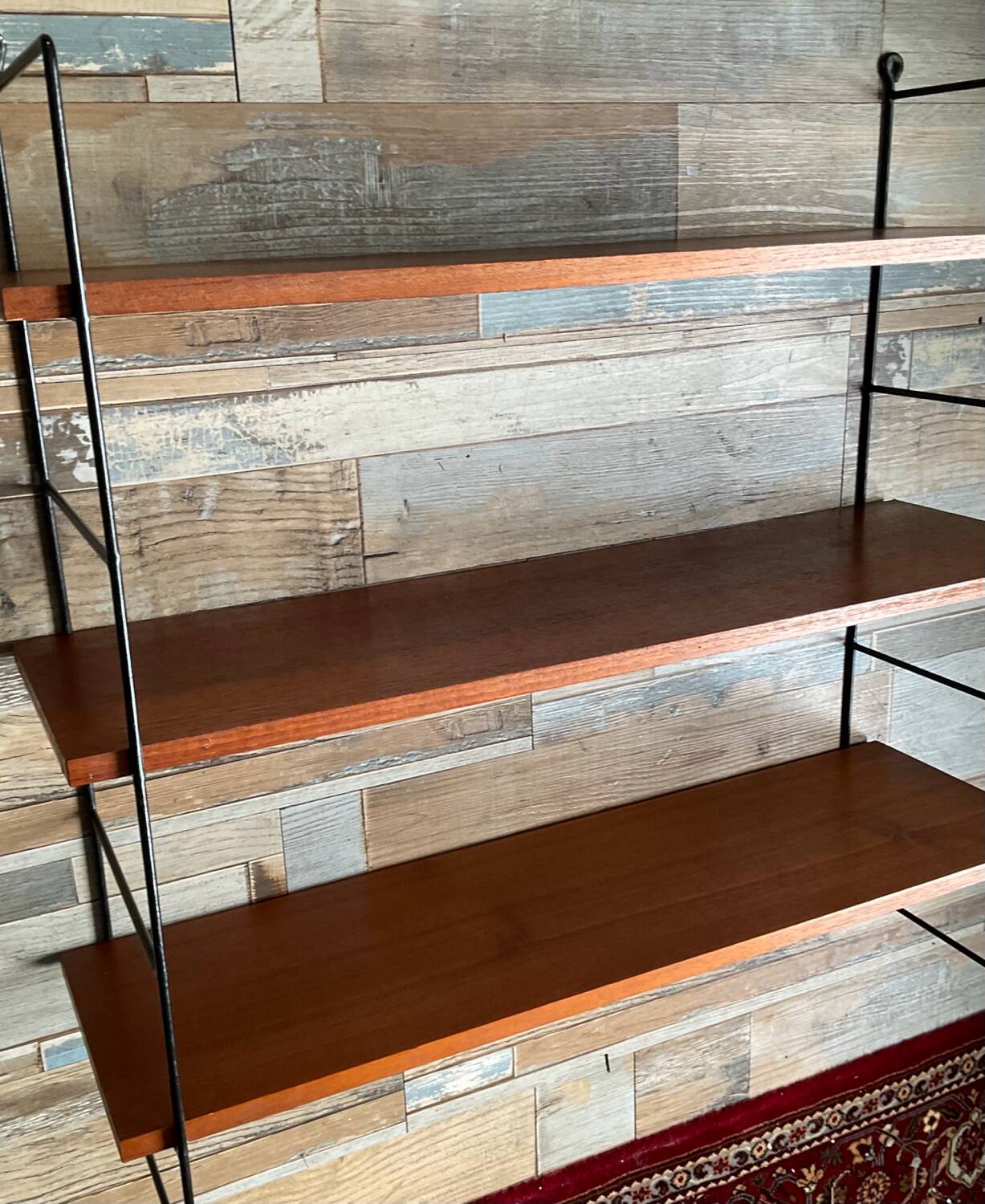 Vintage teak and metal shelf from the 60s