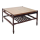 Mid Century Modern Vintage Square Occasional Table in Wood with Glass Top