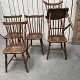 Ensemble de 5 chaises de bistrot style western