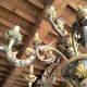 Florentine chandelier with 12 lights, double tier, gold leaf.