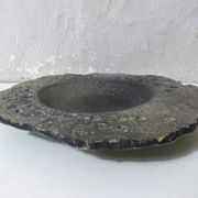 asymmetrical brutalist stoneware bowl signed Vintage