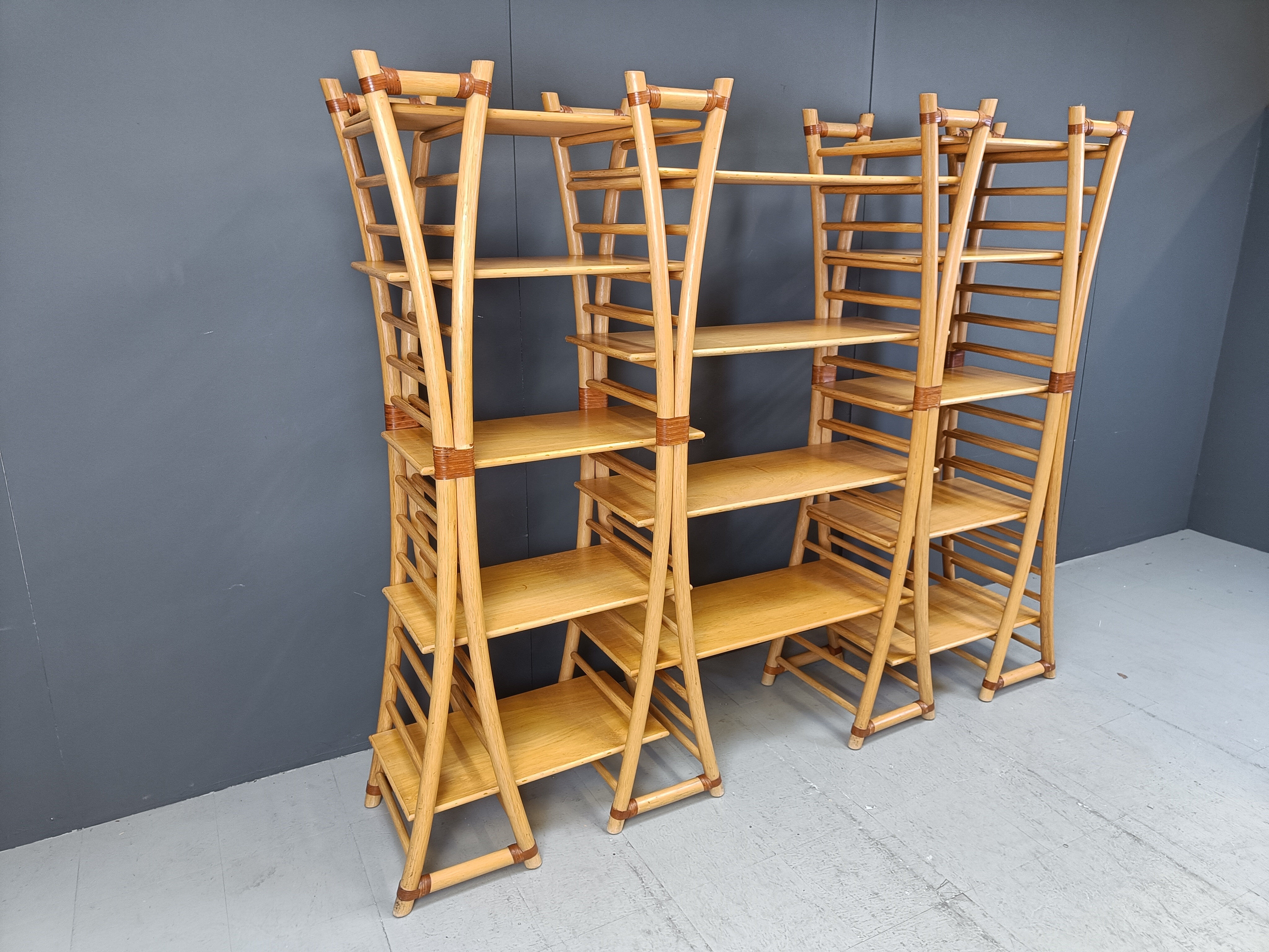 Vintage bamboo wall unit, 1970s