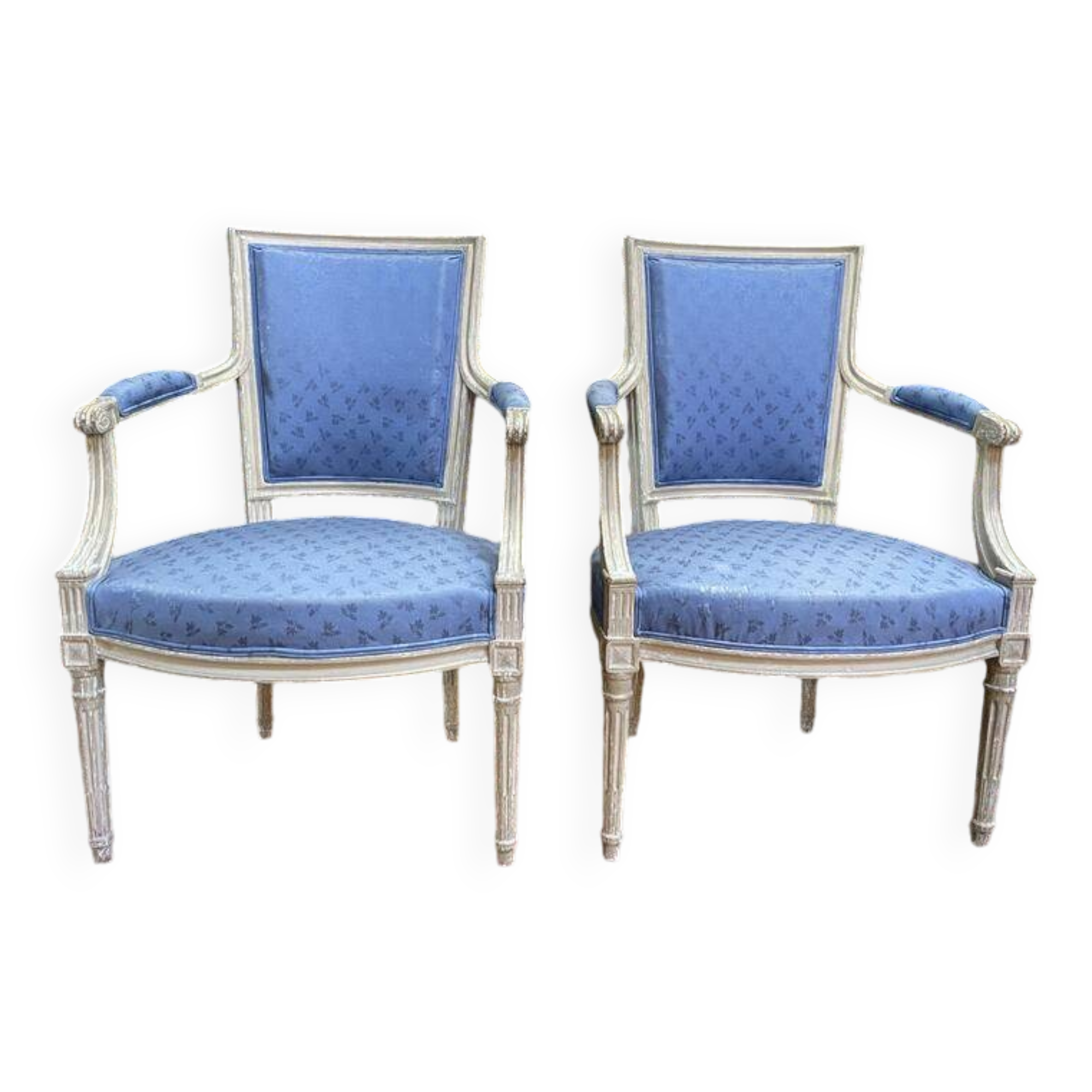 Pair of Louis XVI style cabriolet armchairs