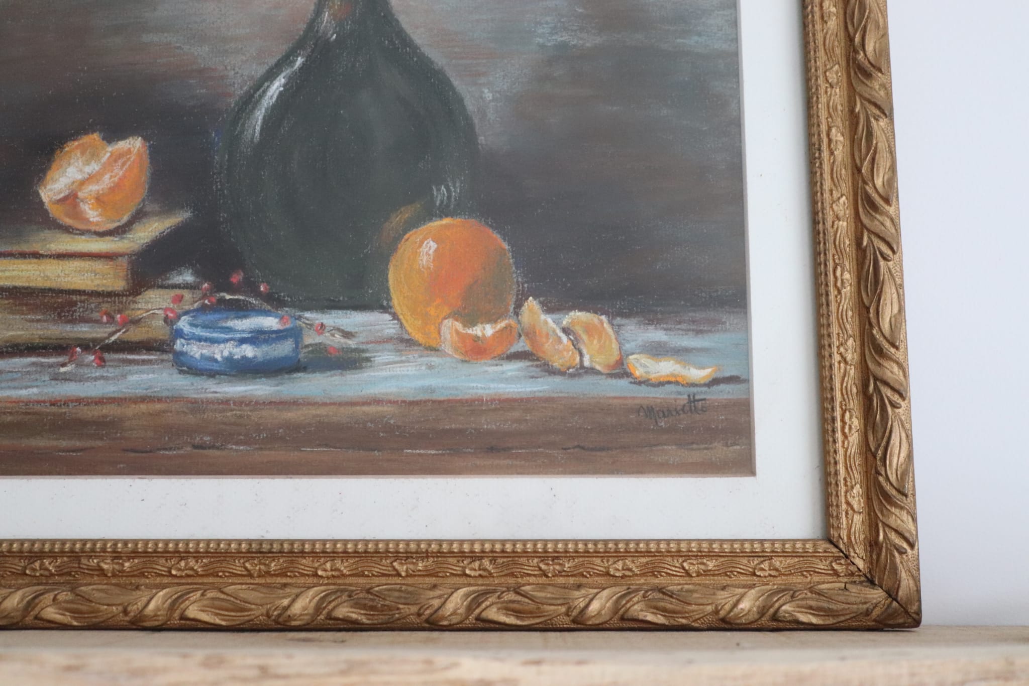 Old still life painting orange