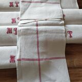 12 old shabby red tea towels monogram towel
