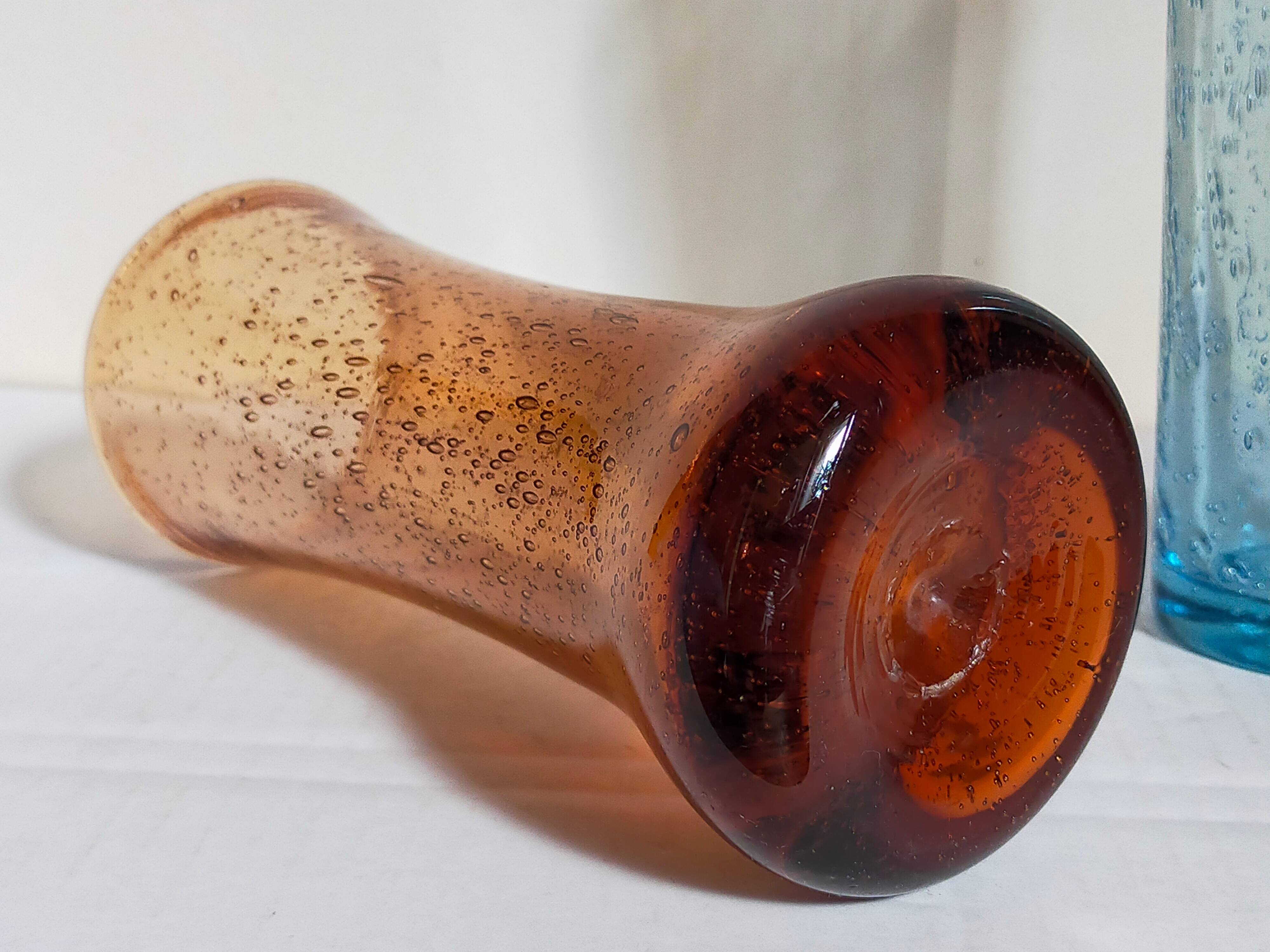 Duo of vintage blown glass vases from Biot