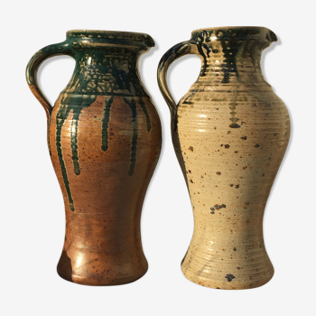 Vases en grès pyrité et vernissé