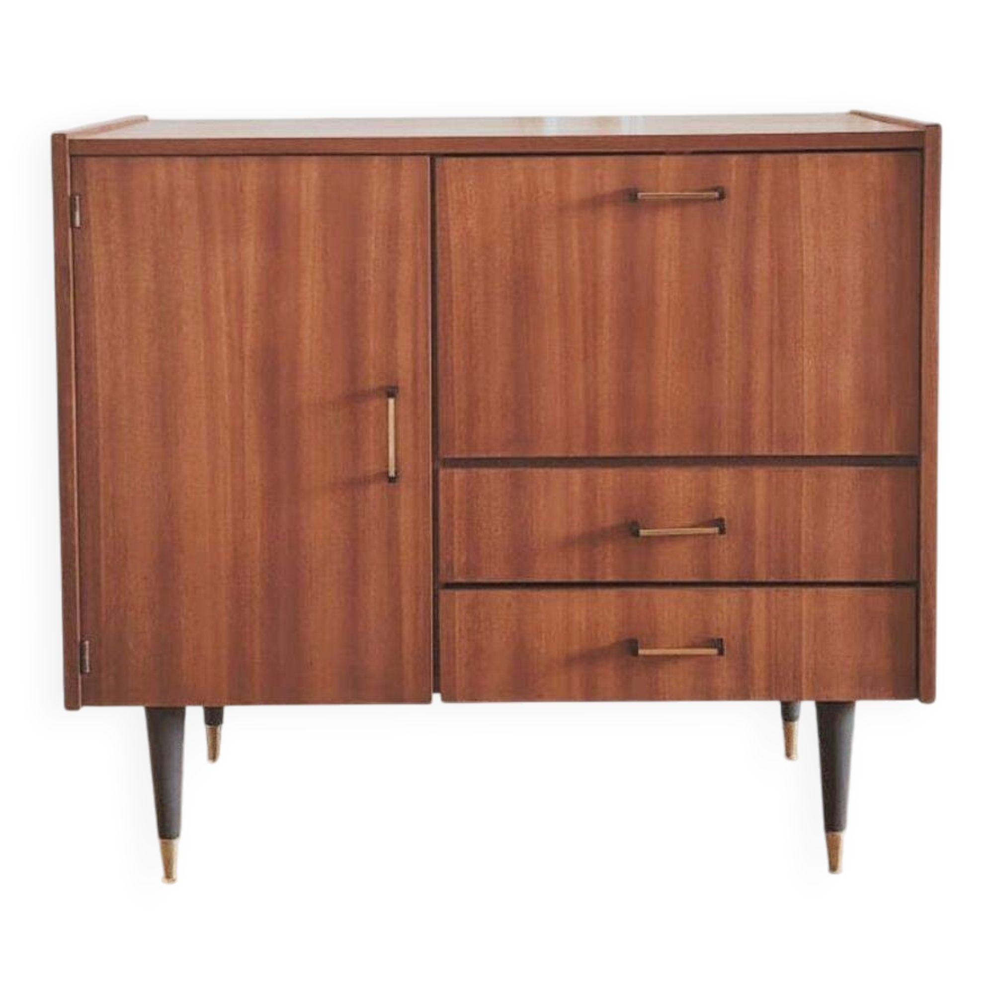 Small renovated vintage sideboard, 1950s-60s in dark wood veneer