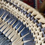 Wicker basket and vintage asymmetrical antique ceramic