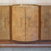 Buffet Art déco en noyer burr avec tiroirs et bar