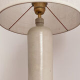 Lampe grès et jute tissée