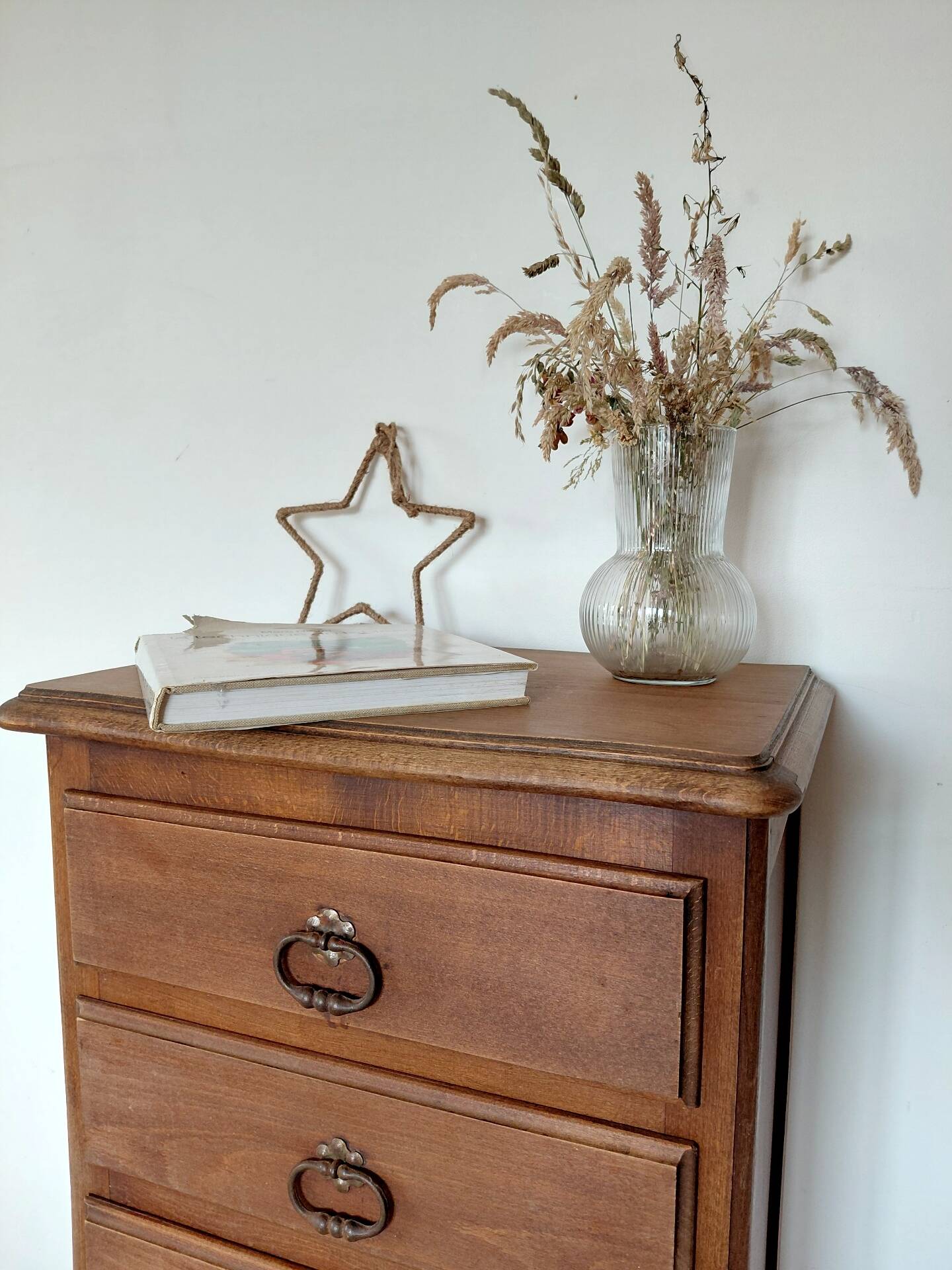 Rustic chic 5-drawer chest of drawers in solid wood