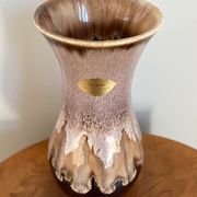 Brown German Fat Lava Style Vase with Drip Glaze, Töpferei Zimmermann