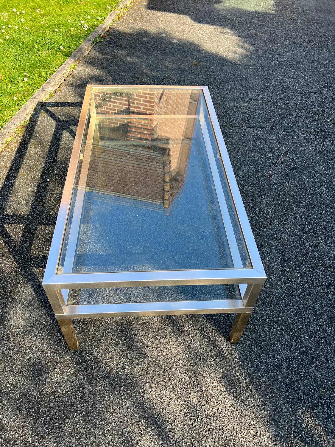Coffee table, vintage 70s. 2 glass tops.