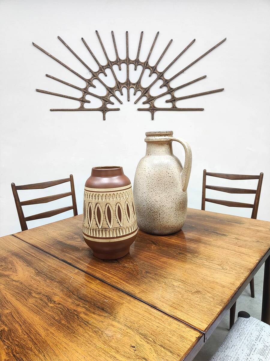 Vintage Dutch design dining set ladder back chairs & table