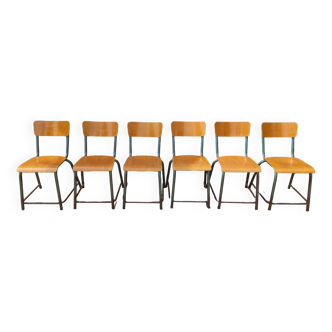 6 vintage school chairs