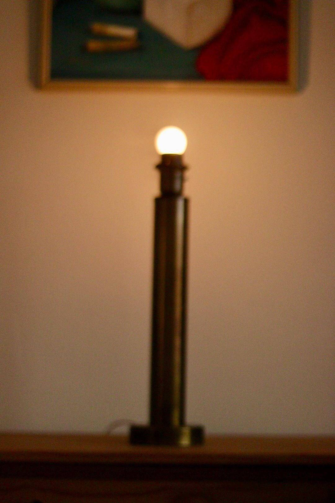 Tall Swedish brass bobbin lamps by Bergboms