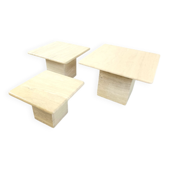 Set of 3 travertine nesting tables, 1970s