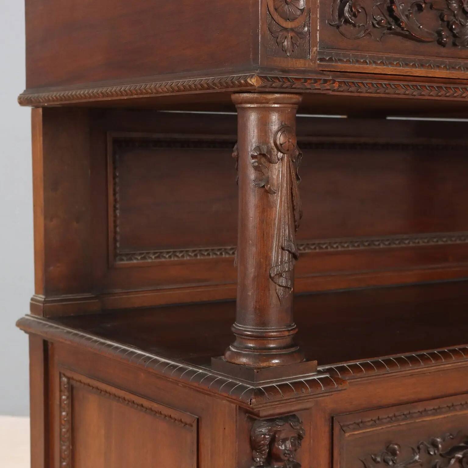 Antique walnut buffet in neo-Renaissance style, 19th century.