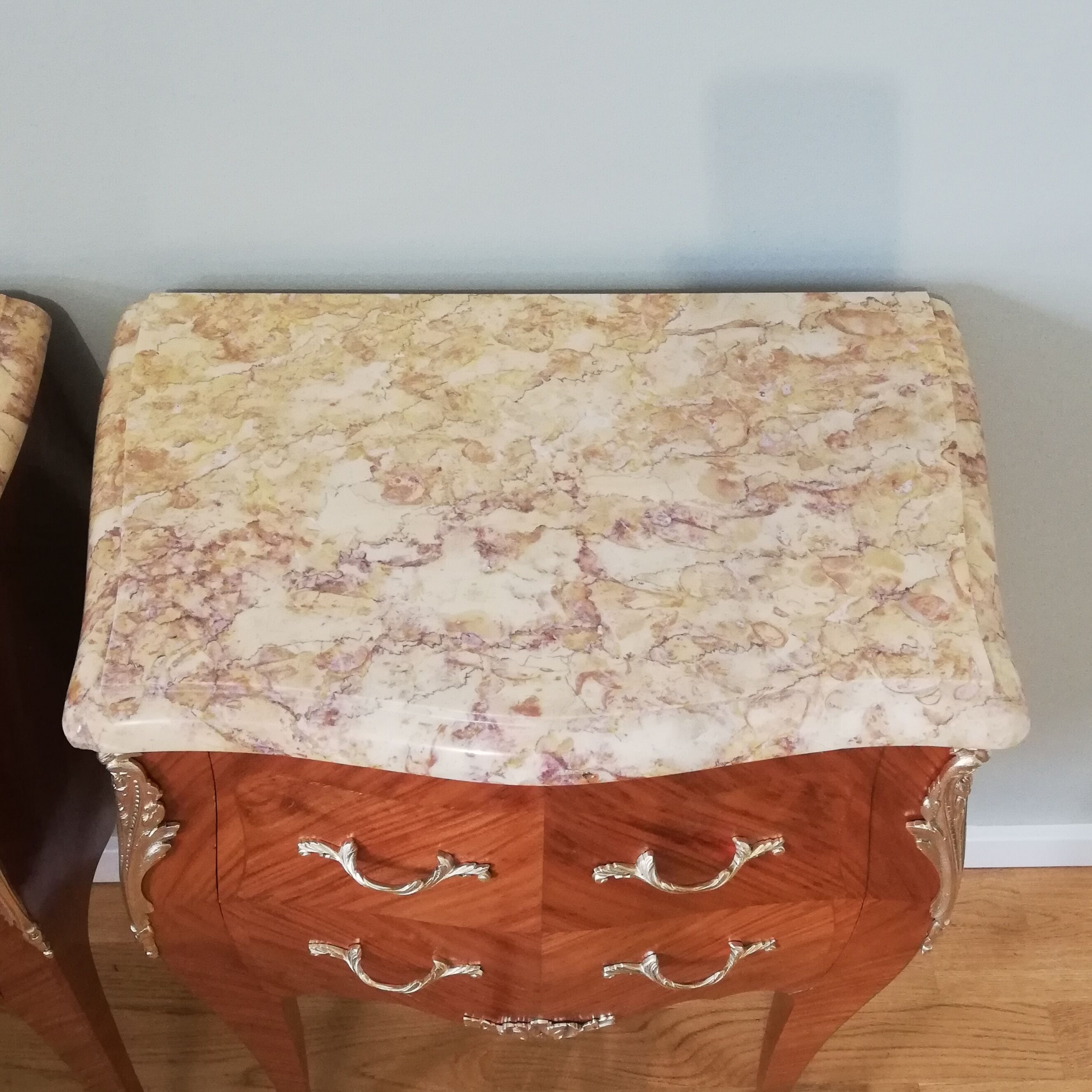 Pair of bedside tables in the form of a Louis XV style tomb