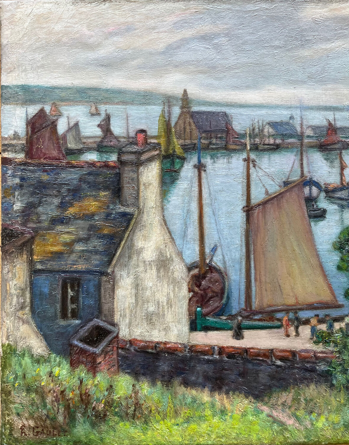 The port of Camaret, oil on canvas signed Henry Gaulet