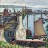 The port of Camaret, oil on canvas signed Henry Gaulet