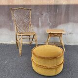 Golden yellow velvet pouf