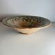 Glazed ceramic dish with green and blue floral decoration – vintage southern earthenware – handmade