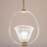 Ercole Barovier Art Deco Chandelier, "Bullicante" Glass Murano, 1940