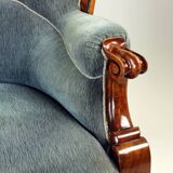 Unique Biedermeier sofa in original fabric and walnut veneer, Vienna, Austria circa 1825