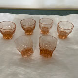 6 small glasses vintage pink Arcoroc
