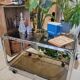 Vintage serving trolley in smoked glass and chrome metal