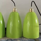 Set of four green pendant lights