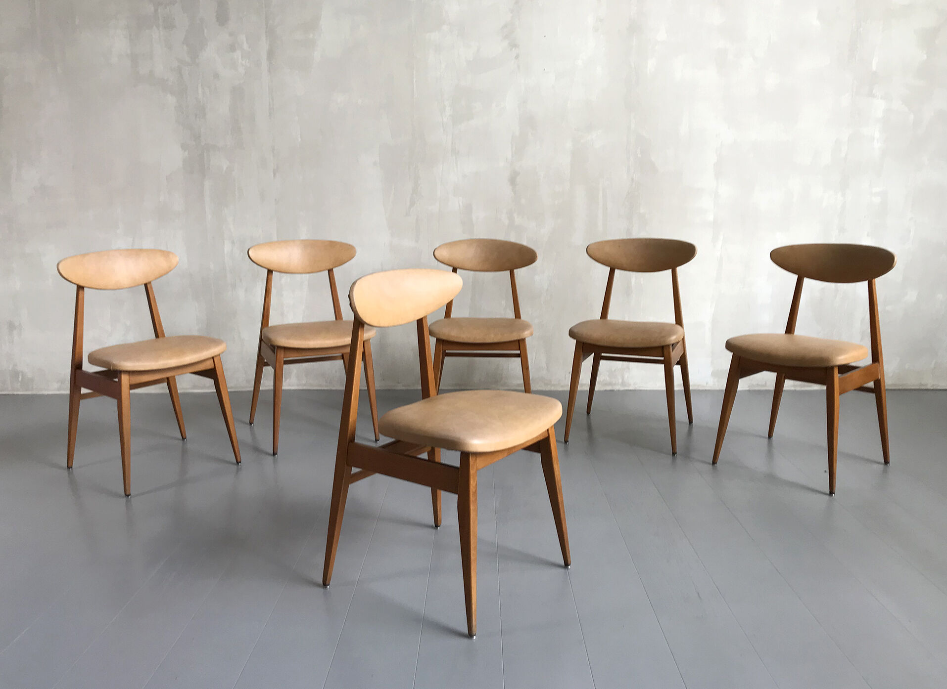 Series of 6 chairs, France 1960