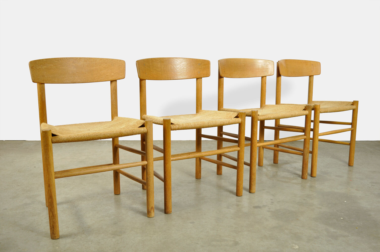 Set of four original oak dining chairs, model J39, by Børge Mogensen for F.D.B. Mobler, Denmark 1960