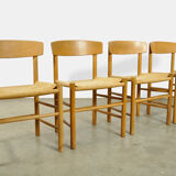Set of four original oak dining chairs, model J39, by Børge Mogensen for F.D.B. Mobler, Denmark 1960