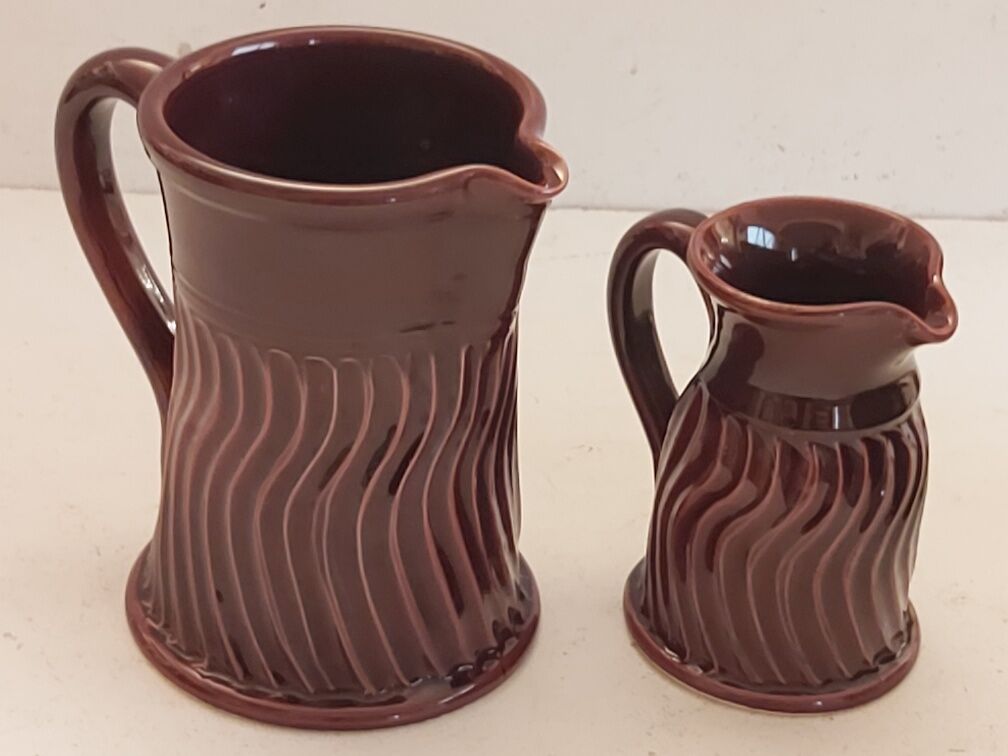 2 vintage ceramic pitchers Les Cyclades Anduze