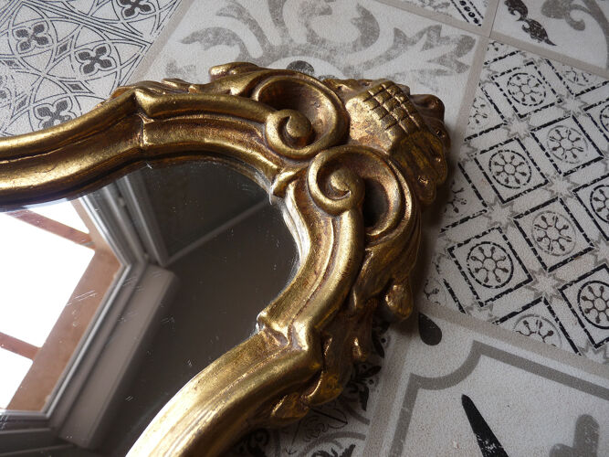 Miroir doré ancien style "baroque" 25x45cm