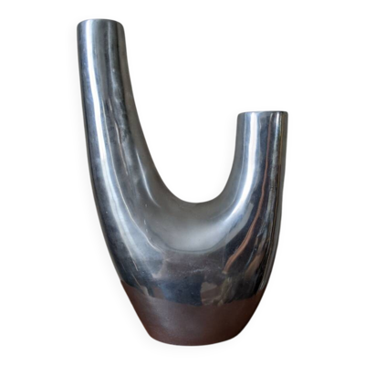 Vase fonte d'aluminium design contemporain décoration alternative années 80
