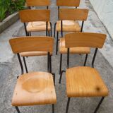 Set of 6 wooden and iron chairs