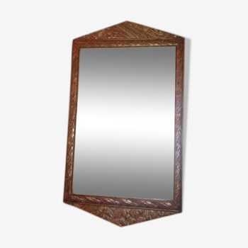 Miroir bois doré Art Déco - 60x35cm