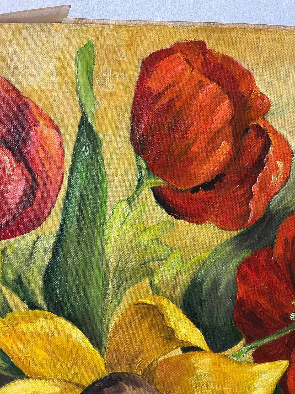 Large Table Bouquet of Flowers, Oil on Canvas, Signed Francine Dubo