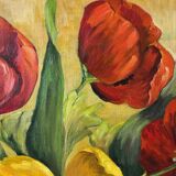 Large Table Bouquet of Flowers, Oil on Canvas, Signed Francine Dubo